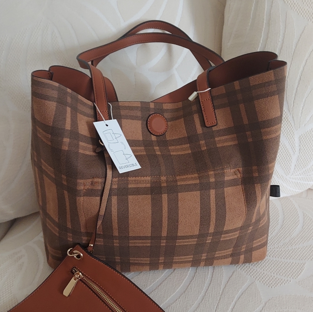 TAN REVERSIBLE TOTE BAG